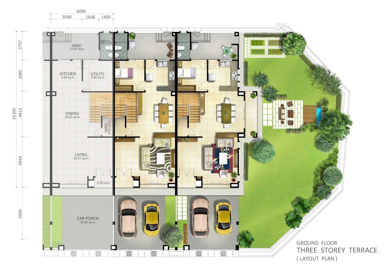 3 Storey Terrace ground floor plan Penang Property Talk 3-storey-terrace-ground-floor-plan-penang-property-talk